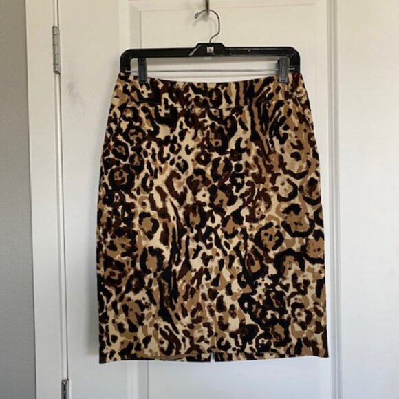 MERONA Animal Leopard Print Fully Lined Slim Pencil Skirt 6 - Picture 3 of 12